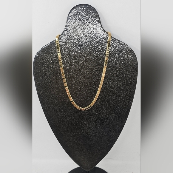 Monet Jewelry - Vintage Monet Gold Plated Flat Box Chain 17" Necklace Signed